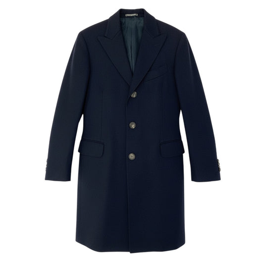 86a16 【美品】 Salvatore Ferragamo サルヴァトーレフェラガモ チェスターコート ロングコート メンズ 紳士服 8REG/50 ネイビーo07t