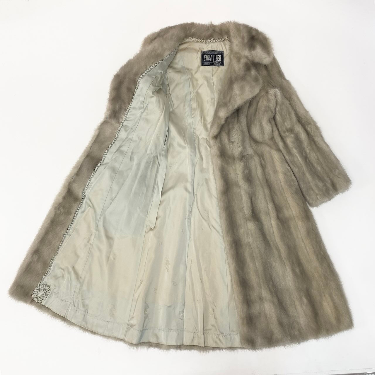 25c14 EMBA エンバ サファイアミンク 超ロングコート 丈107cm サイズF シルバーグレー 最高級本毛皮 Sapphire Mink Fur Super Long Coatt18r
