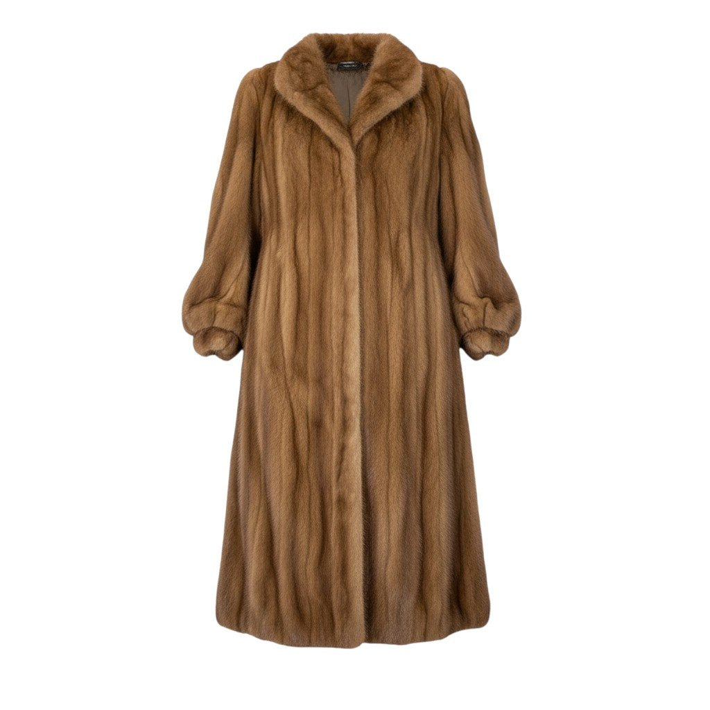 73i19 デミバフミンク ロングコート 丈110cm サイズF 茶系 本毛皮 Mink Fur Long Coat リアルファーt18r