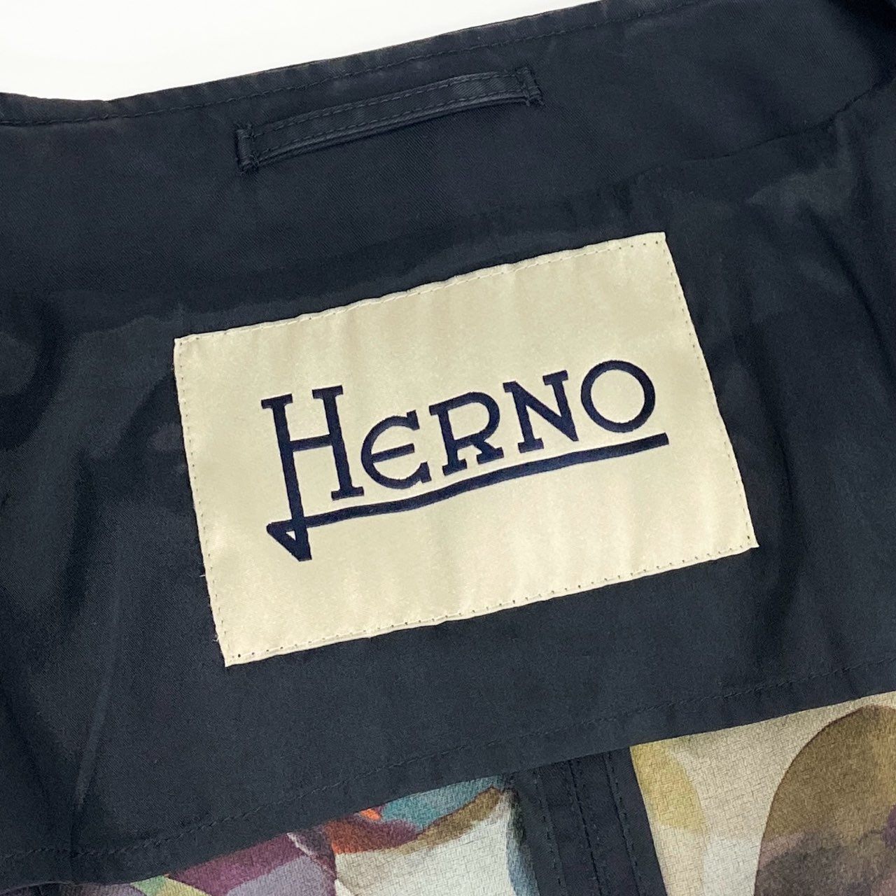 37a26 HERNO ヘルノ ノーカラー トレンチコート アウター イタリア製 IM0018D 46 ネイビー コットン レディースo07t