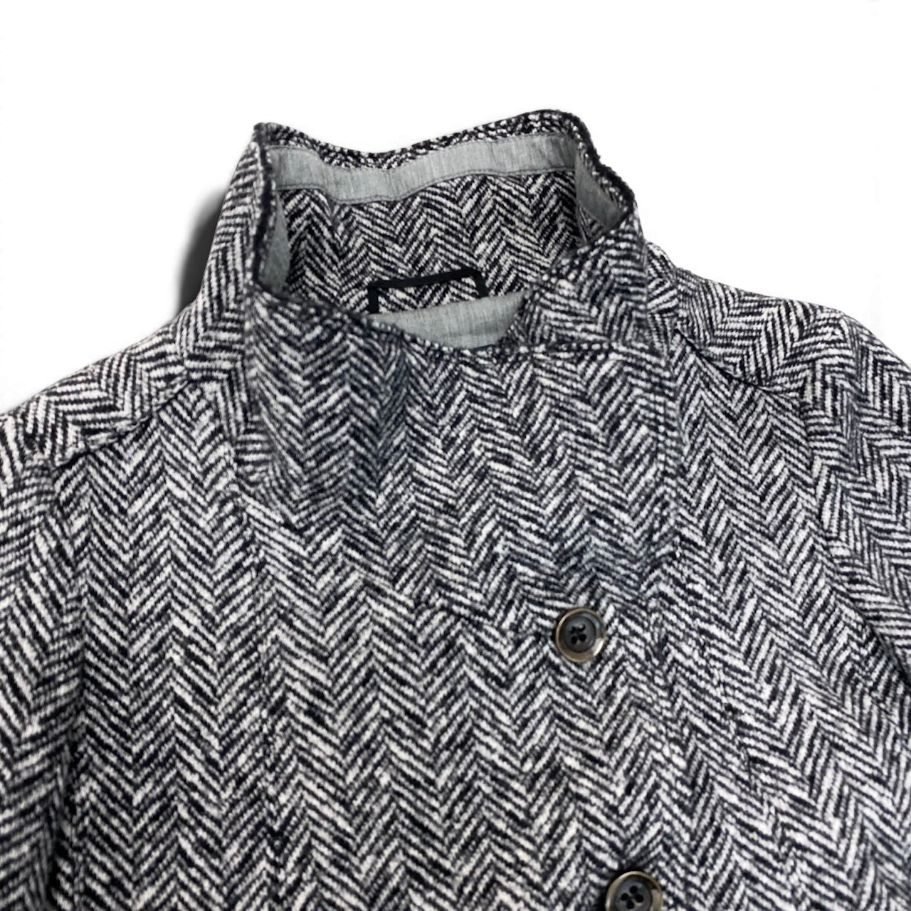 88g20 MaxMara WEEKEND LINE マックスマーラ ウィークエンドライン ヘリンボーン スタンドカラージャケット ショートコート サイズ42 ブラック ホワイト レディース 女性用u02t
