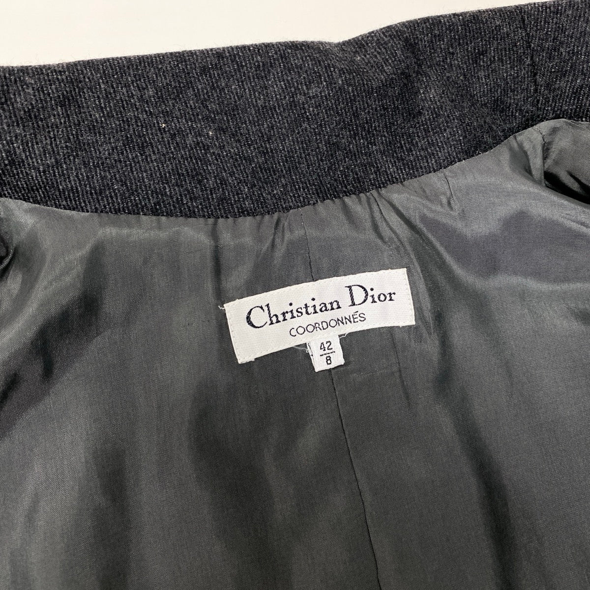 Ef24 Christian Dior ウールジャケット ショートコート 42/8サイズ グレー ウール100％ レディース 女性用u02tu02t