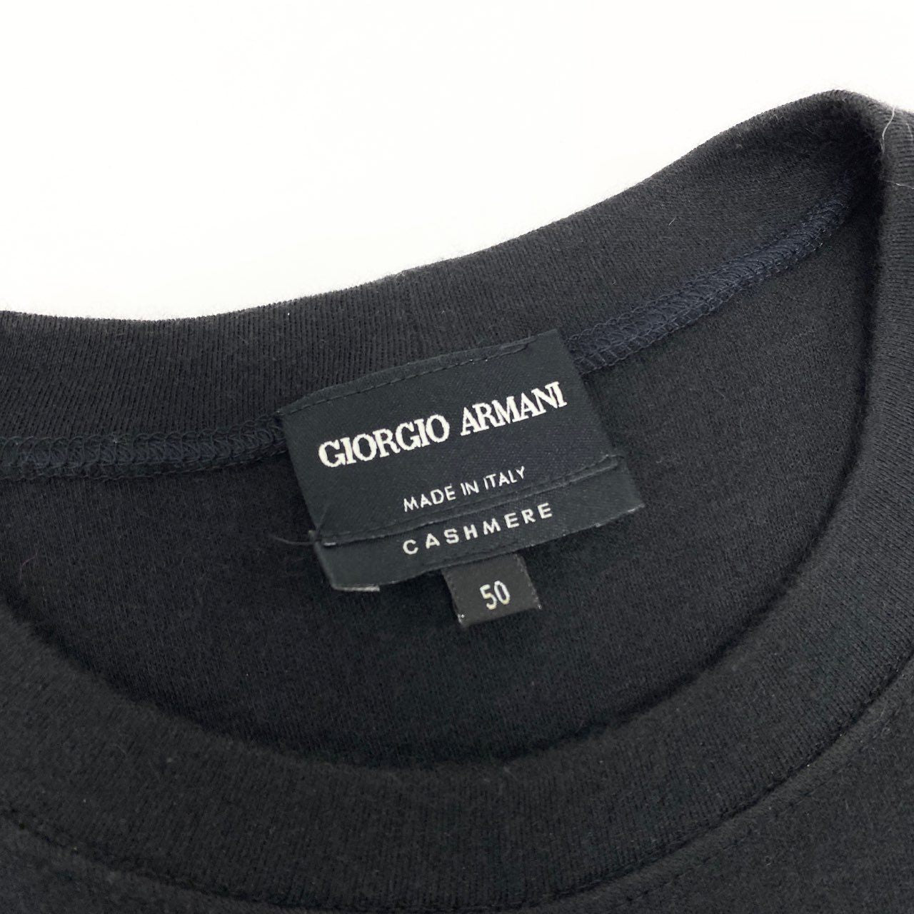 78L9 GIORGIO ARMANI ジョルジオアルマーニ 総カシミア ハイゲージ ニット セーター トップス クルーネック 50 ブラック カシミヤ100 メンズ 男性用u02t