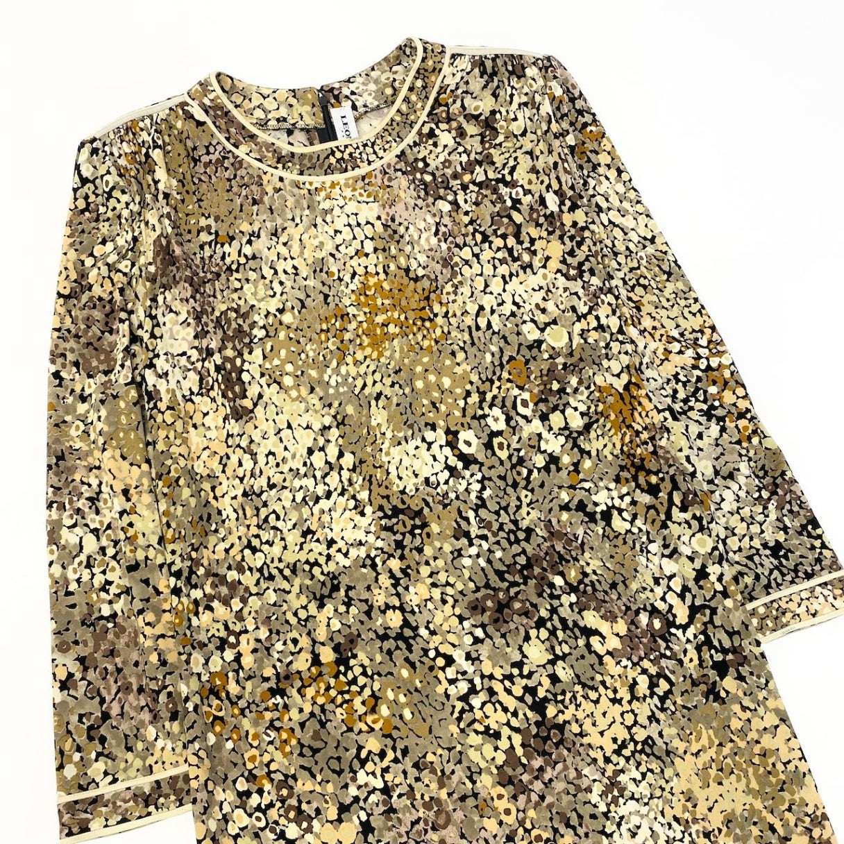 80e6 LEONARD PARIS レオナール シルクワンピース ロングワンピース 長袖 総柄プリント サイズ42 マルチカラー シルク100％ レディース女性服o07t