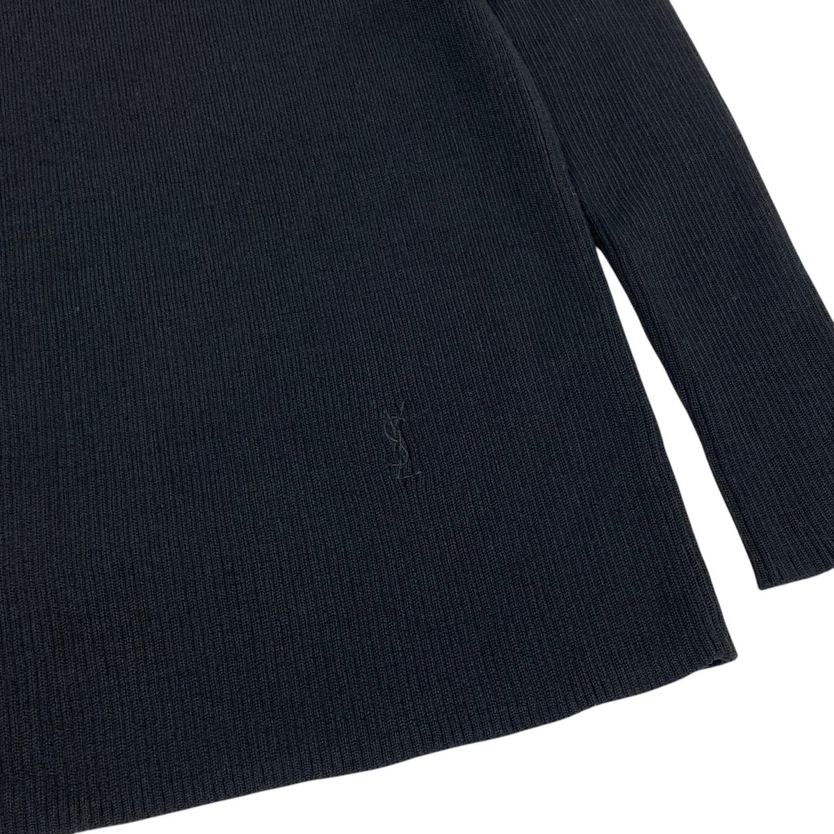i18 YVESSAINT LAURENT ハイネックニットセーター カサンドラ リブニット Mサイズ ブラック ウール100％ レディース 女性用u02t