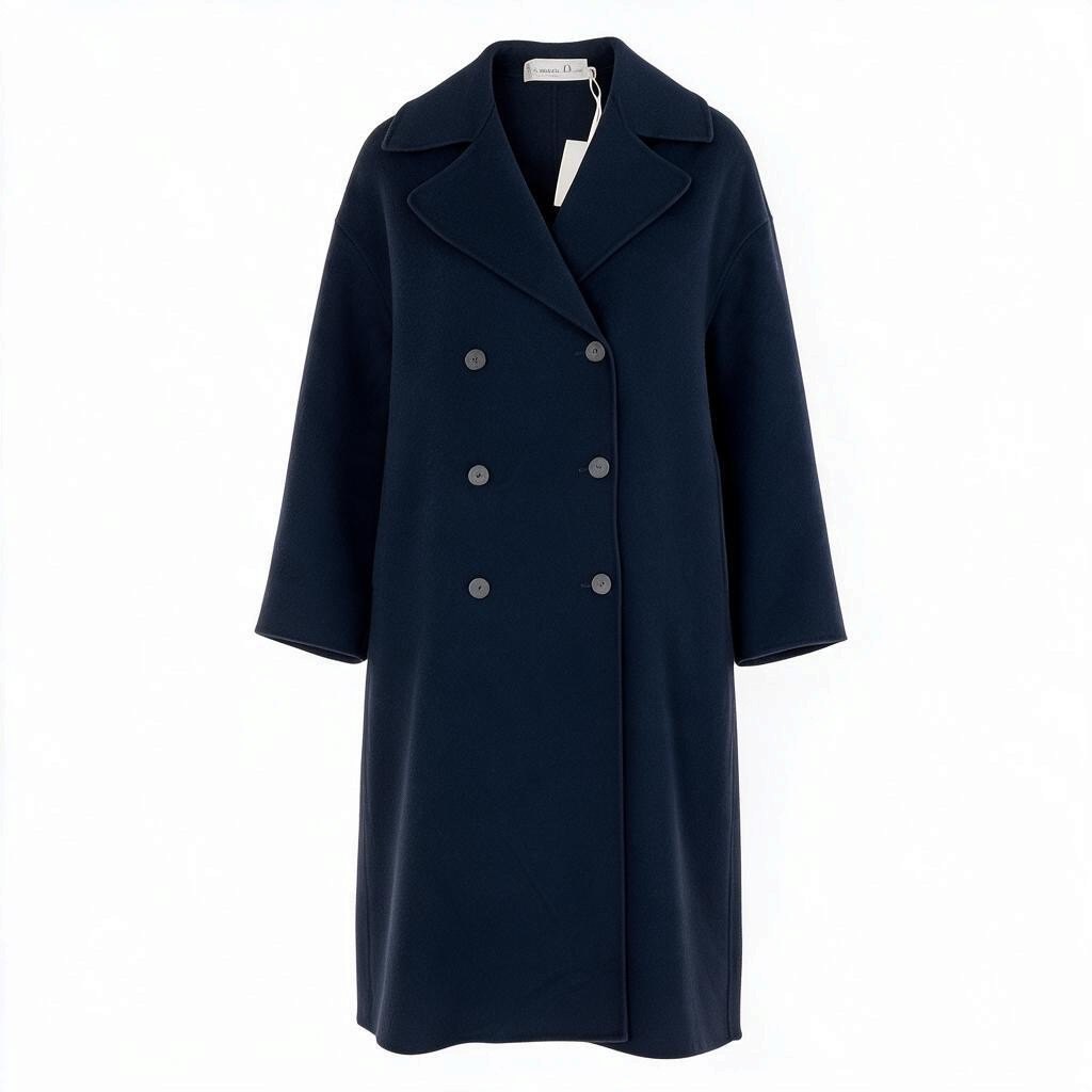 j9 【極美品】Christian Dior ダブルコート カシミヤロングコート 40サイズ ダークネイビー カシミヤ100％ レディース 女性用k02i