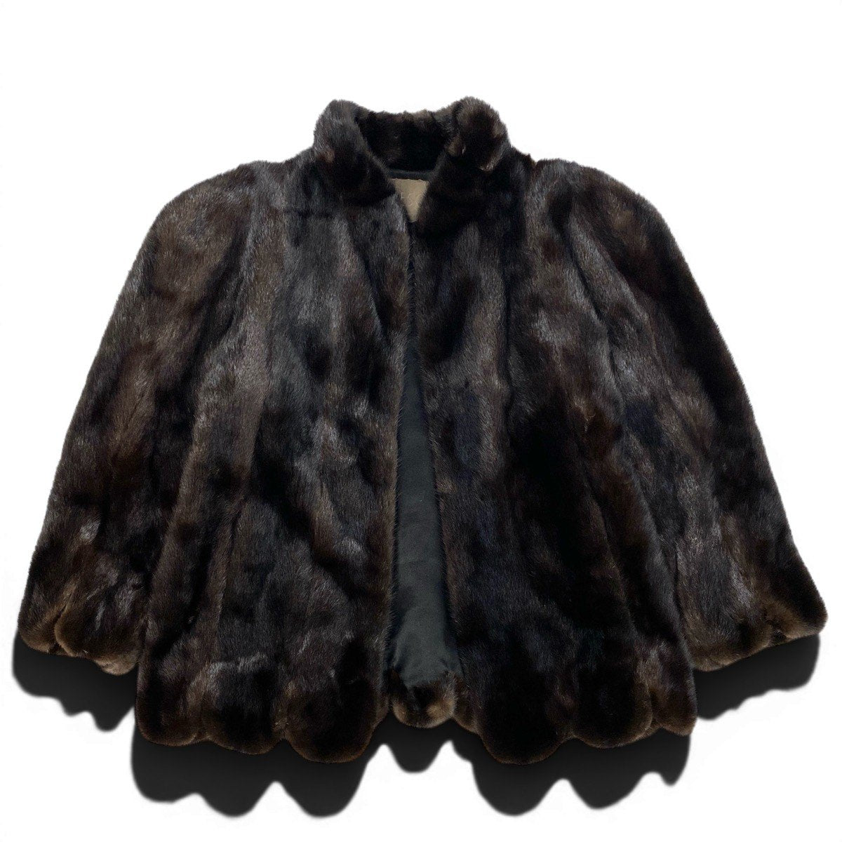 52f10 CRESCE BLACK GLAMA ブラックグラマ レアデザイン ダークミンク ファーコート サイズF ブラウン 最高級本毛皮 Mink Fur Coatt18r