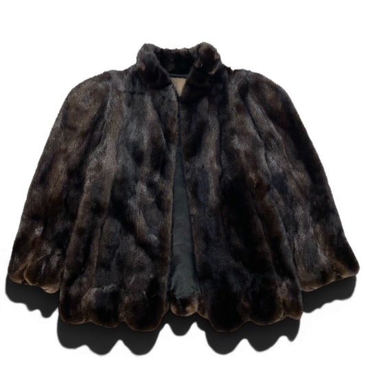 52f10 CRESCE BLACK GLAMA ブラックグラマ レアデザイン ダークミンク ファーコート サイズF ブラウン 最高級本毛皮 Mink Fur Coatt18r
