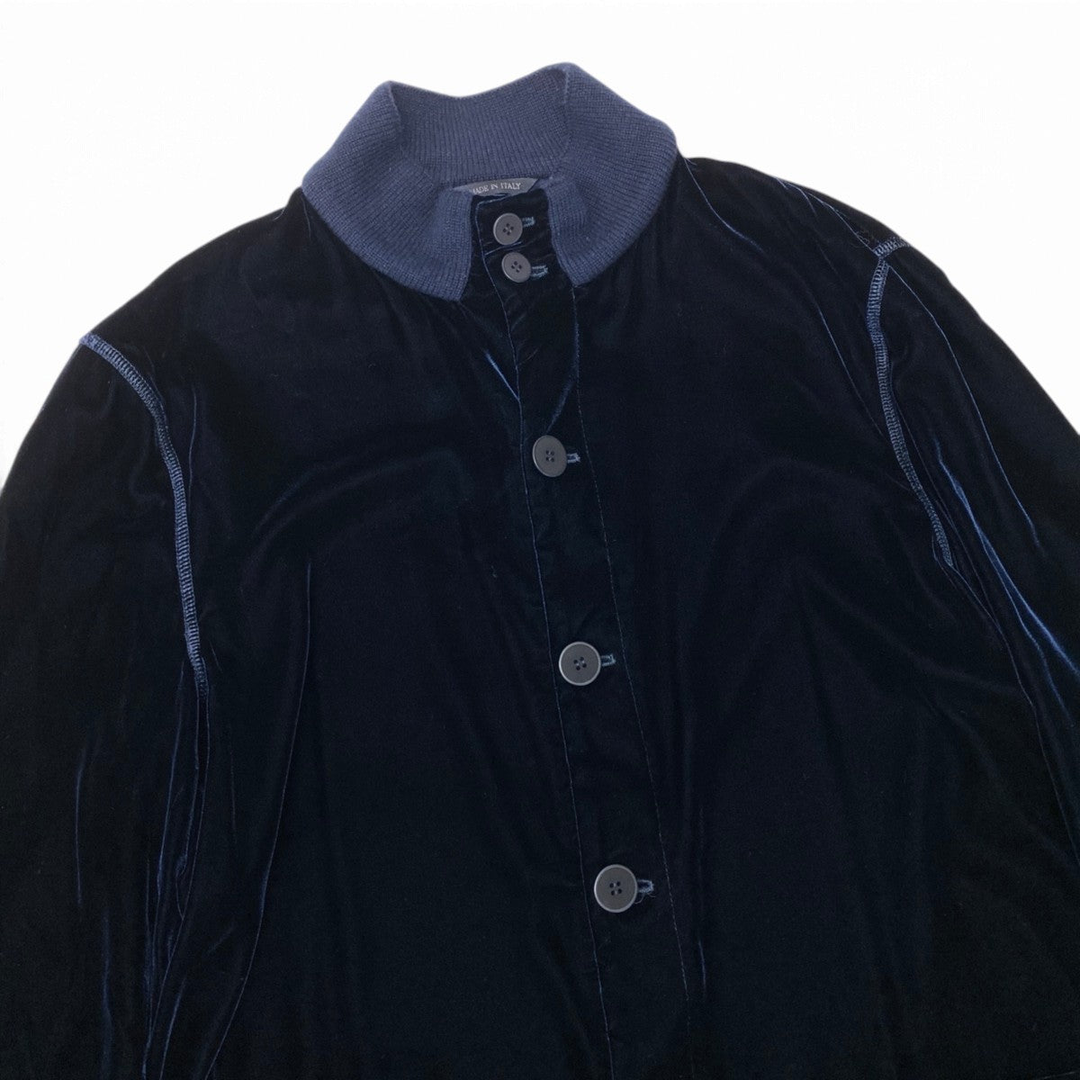 45j8 GIORGIO ARMANI ジョルジオアルマーニ 黒タグ ベロアジャケット ブルゾン サイズ48R ネイビー BECKHAM イタリア製t18r
