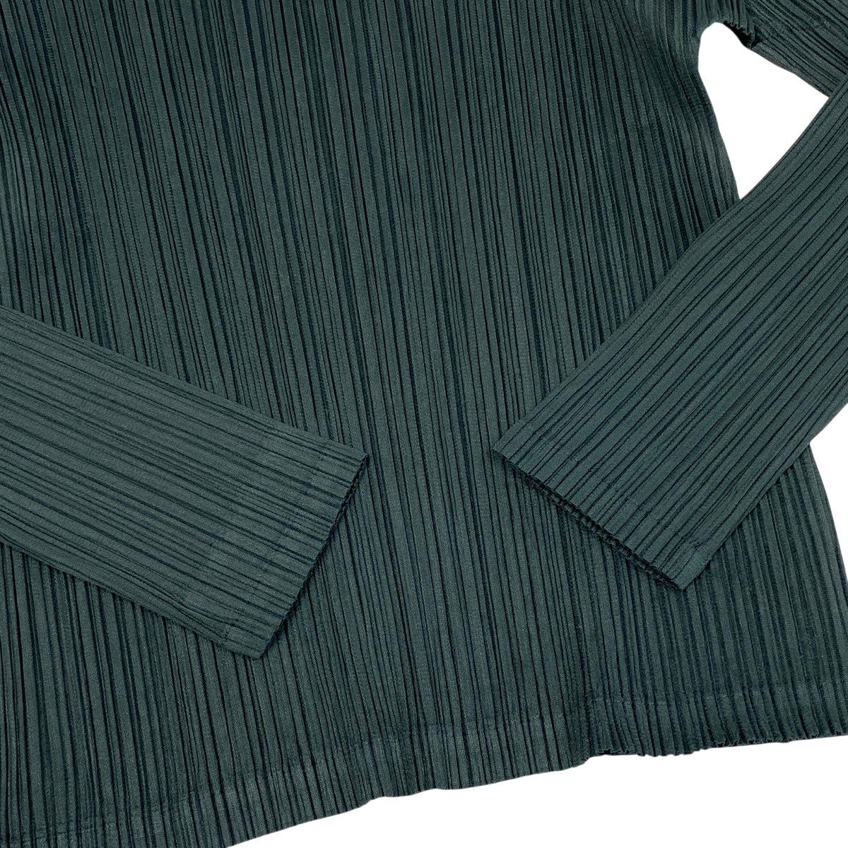 Ah28 PLEATS PLEASE プリーツプリーズ ロングスリーブ プリーツカットソー モックネック サイズ3 グレー系 ポリエステル レディースo07t