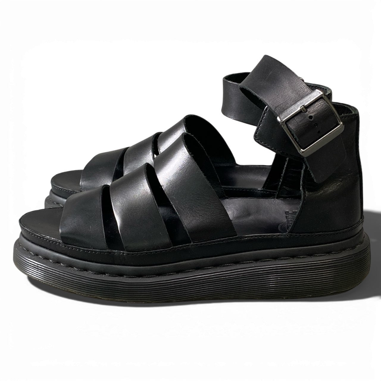 1a6《美品》 Dr.Martens ドクターマーチン CLARISSA クラリッサ レザーサンダル シューズ UK6 ブラック レディース 女性用k02i