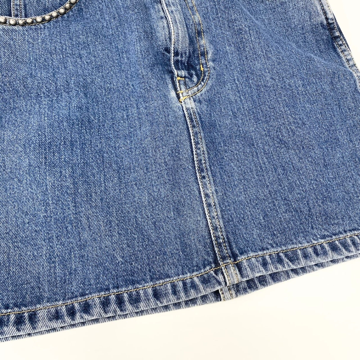 Ee27 SAINTLAURENT サンローラン スタッズ デニム ミニスカート サイズ24 インディゴブルー コットン100％ レディース 女性服u02t