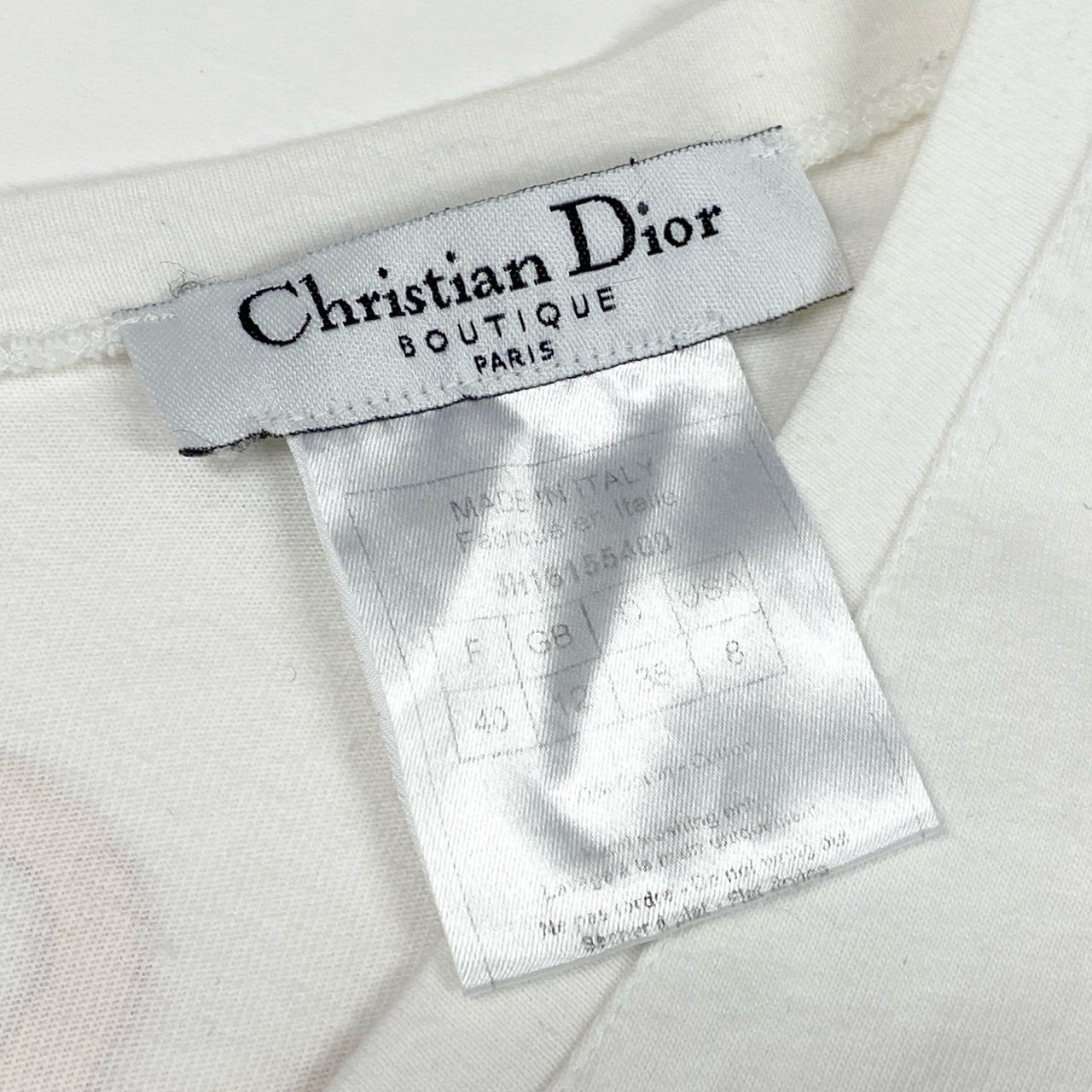 Id10 Christian Dior クリスチャンディオール ガリアーノ期 J'ADORE ロゴ Vネック Tシャツ  3H16155400 40 ホワイト コットン レディースu02t