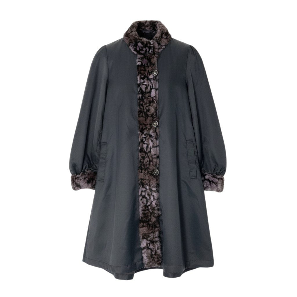 79c26 VALENTINO FUR ヴァレンティノ ファー ダイドリス リバーシブル ロングコート 毛皮コート パープル リスファー レディースu02t