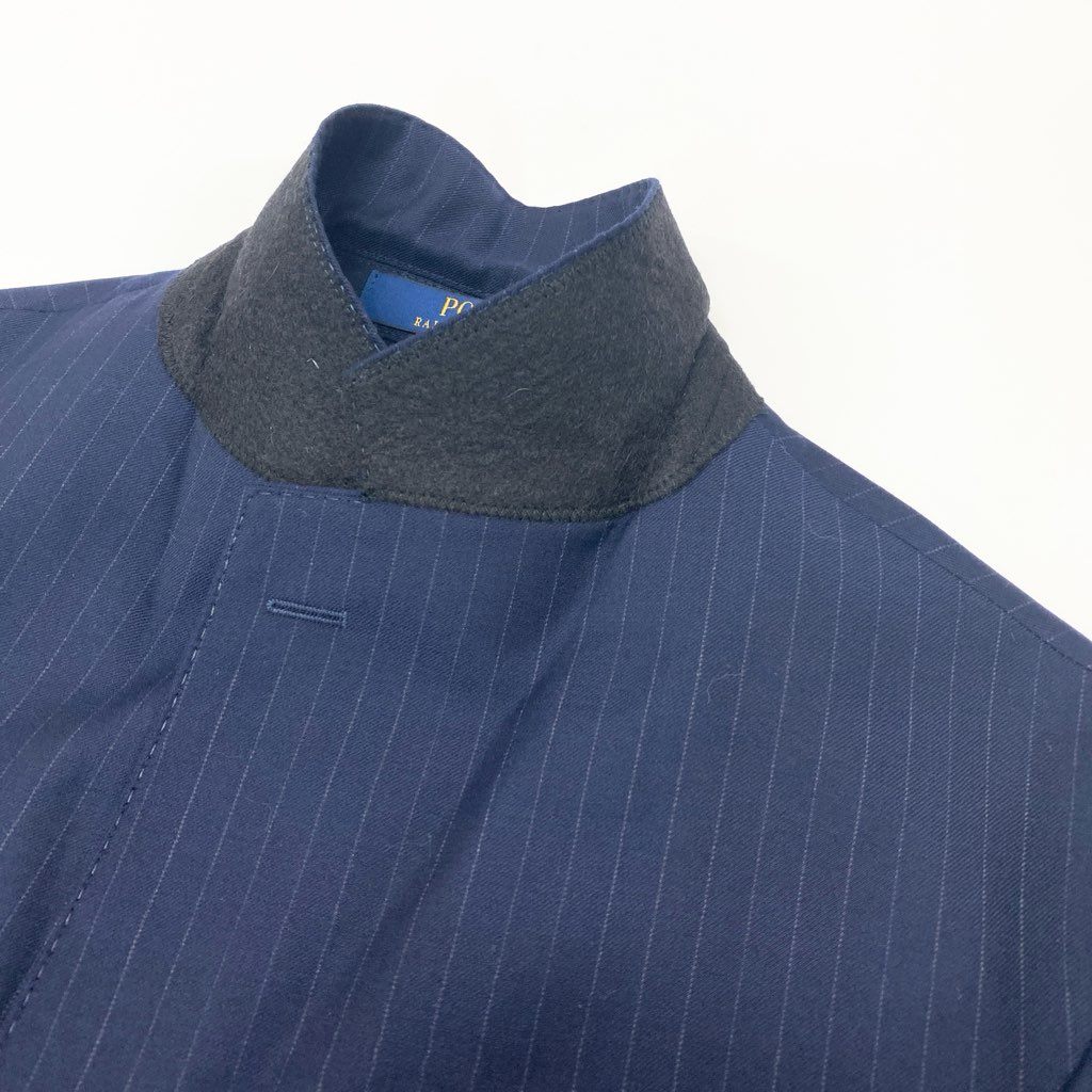 54l28 POLO RALPH LAUREN ポロラルフローレン PERFORMANCE SUIT テーラードジャケット アンコンジャケット ストライプ柄 シングル 2B メンズ 紳士服 大きいサイズ XL ネイビー ウール100％o07t