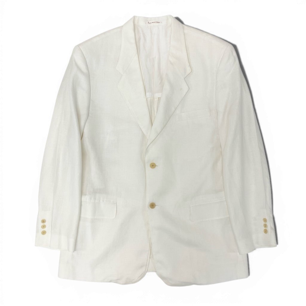 40l25 Papas パパス テーラードジャケット サマージャケット ブレザー 50 ホワイト リネン メンズ 紳士服u02t