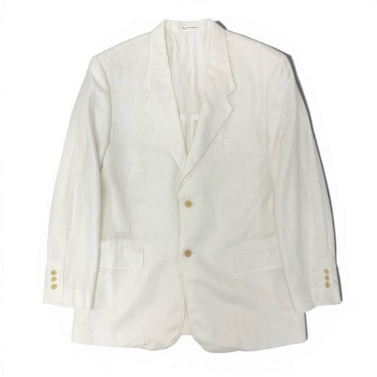 40l25 Papas パパス テーラードジャケット サマージャケット ブレザー 50 ホワイト リネン メンズ 紳士服u02t