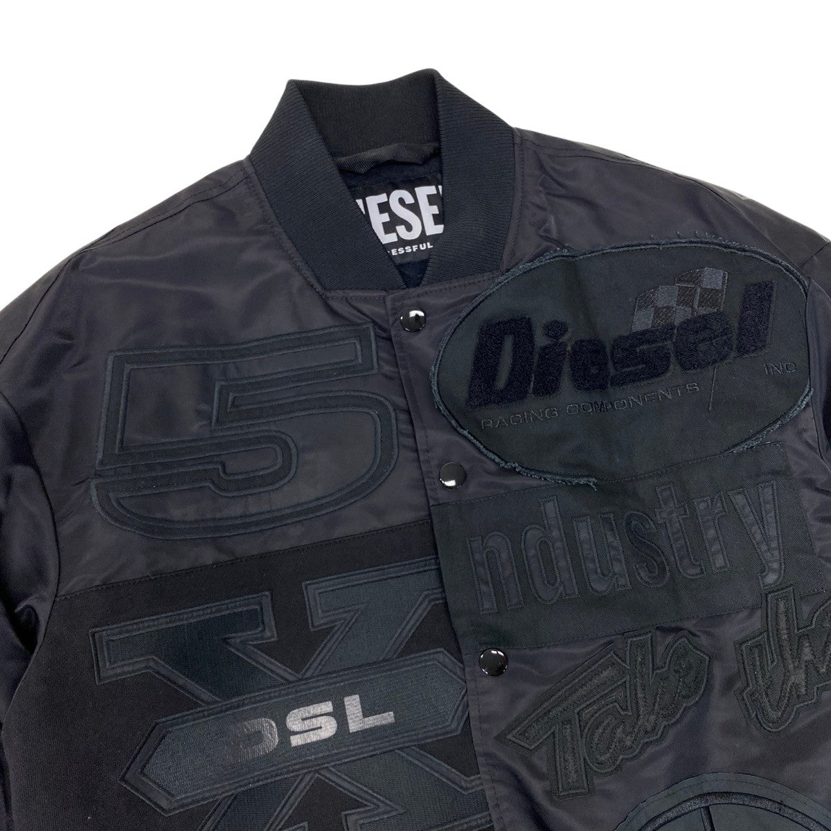 25g14 DIESEL ディーゼル J-BULC-PATCH JACKET ボンバージャケット スタジャン パッチワークデザイン A04982 サイズM ブラック メンズu02t