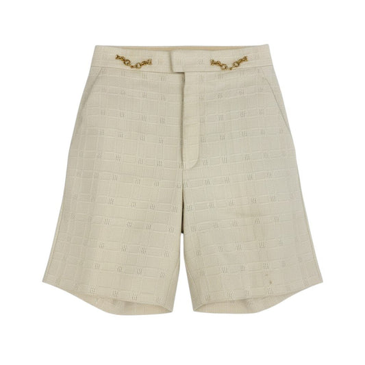 Ed10 GUCCI グッチ ホースビットチェーン ツイード ショートパンツ 631499 サイズ38 アイボリーu02t