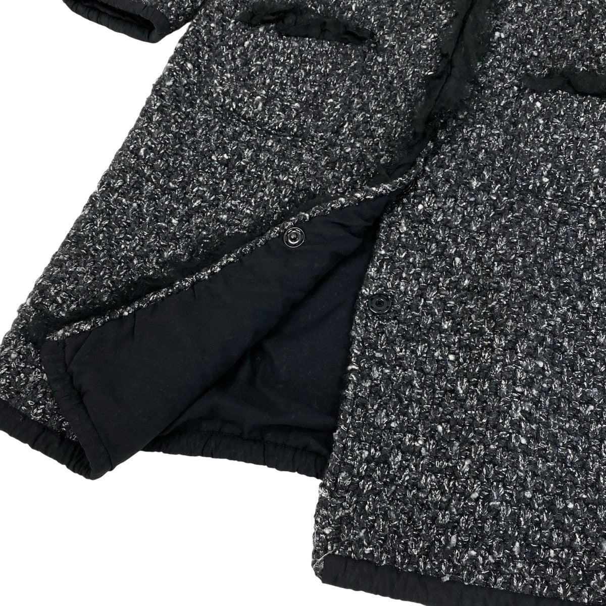 Ej19 DOLCE＆GABBANA ドルチェアンドガッバーナ ツイード ノーカラーコート サイズ42 ブラック レディースo07t