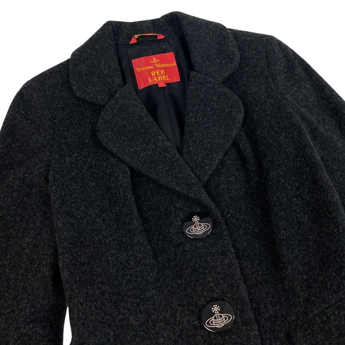 Eg19 Vivienne Westwood RED LABEL ヴィヴィアンウエストウッド レッドレーベル チェスターコート オーブボタン サイズ3 ダークグレー レディースu02t