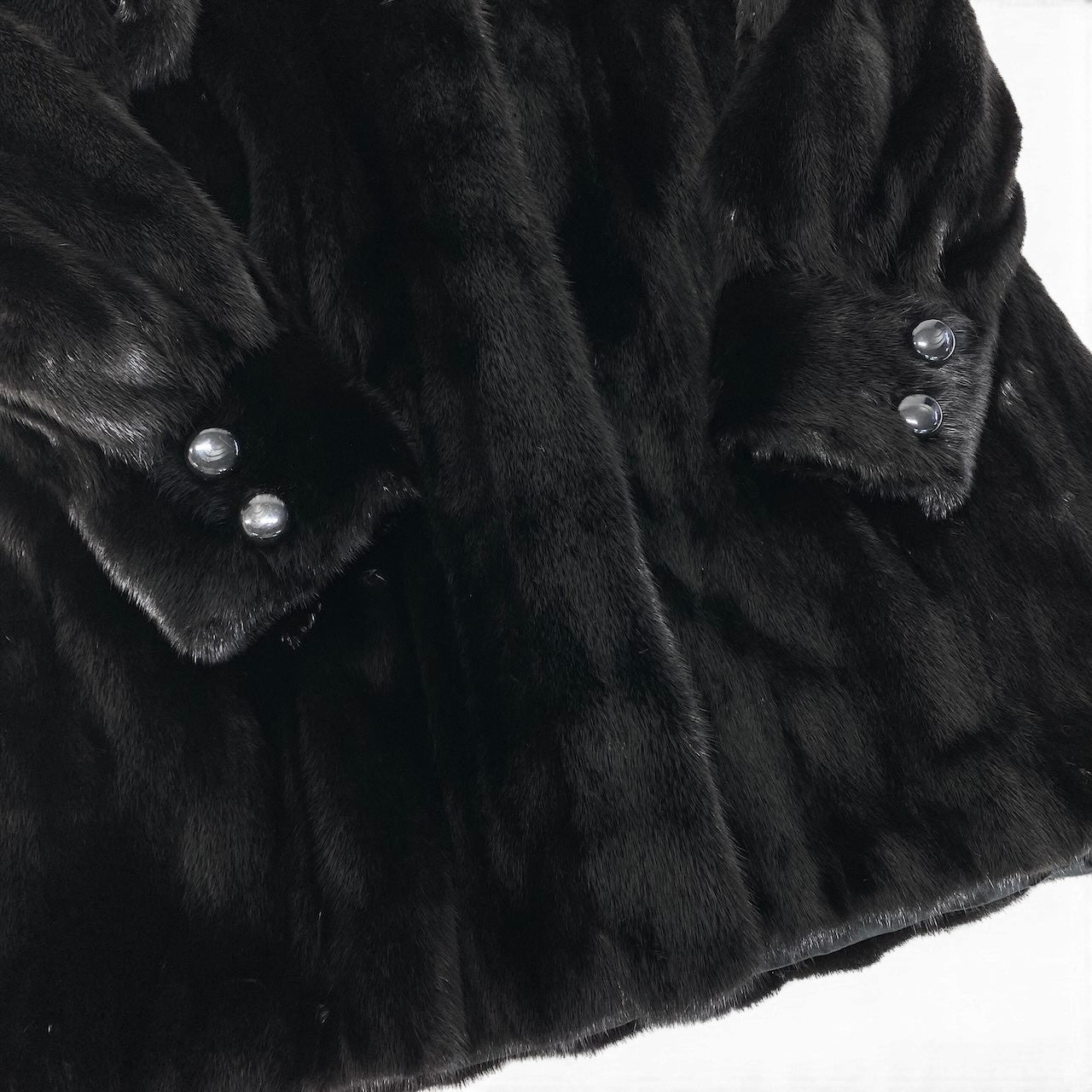 34g1 SAGA MINK サガミンク ダークミンク ロングコート 袖ボタン サイズ11 ブラック 最高級本毛皮 Mink Fur Long Coatt18r