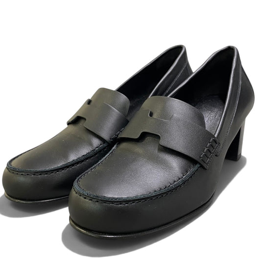 i1 Hermès エルメス アンタンポレル50 チャンキーヒール パンプス サイズ38 1/2 ブラック レザー レディースk02i