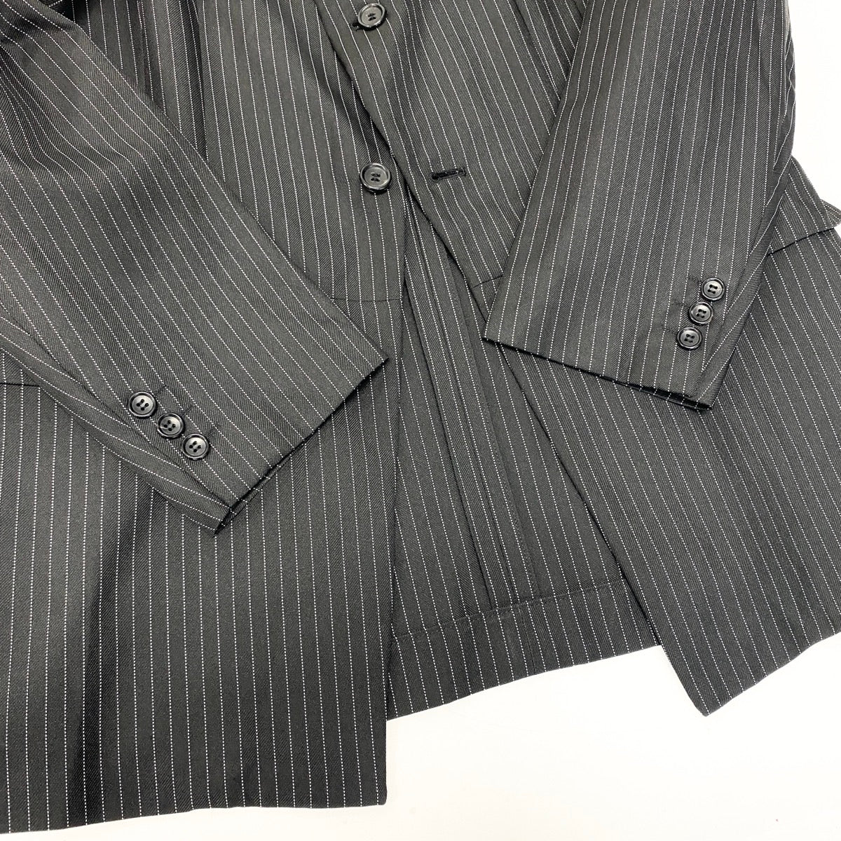 54e13 【美品】COMME des GARCONS COMME des GARCONS コムデギャルソン コムコム AD2023 シングルストライプジャケット ストライプ 4B 日本製 RM-J008 Lサイズ グレー ポリエステル100％ レディース 女性用k02i
