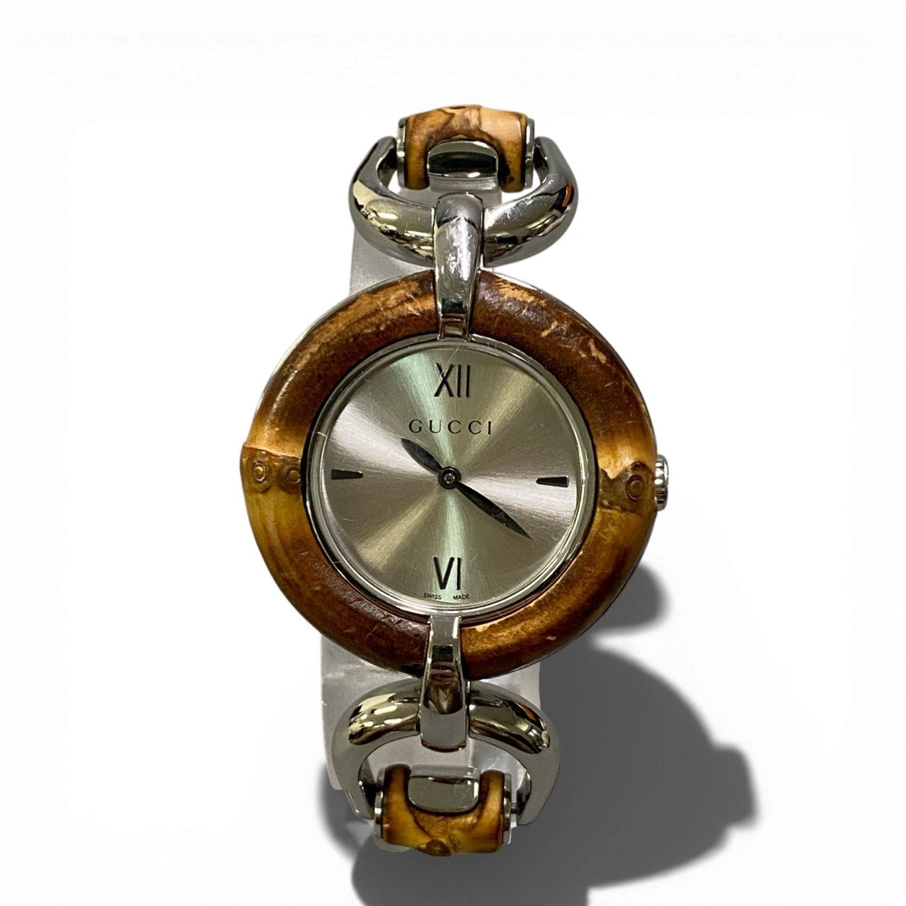 b13【箱有り】稼働品 GUCCI グッチ バンブー 腕時計 2針 ユニセックス bamboo watch 2 hands unisexta1