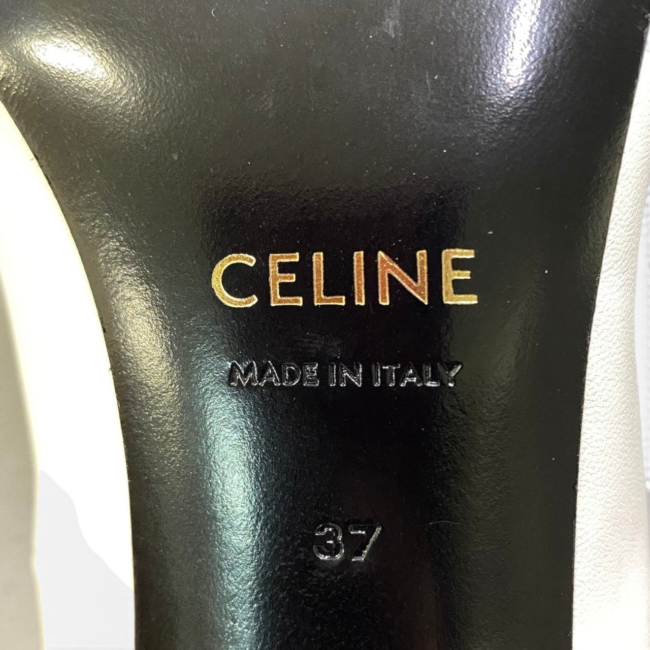 i1 【極美品】 CELINE セリーヌ エディスリマン トライアングルヒールパンプス サイズ37 ブラック × ホワイト レザー レディースk02i