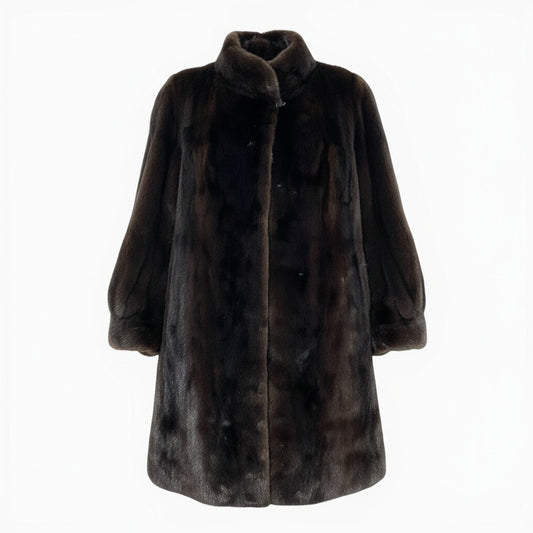 27a22 BLACKGLAMA ブラックグラマ マホガニーミンク ロングコート サイズF ダークブラウン 最高級本毛皮 Mink Fur Long Coatt18r
