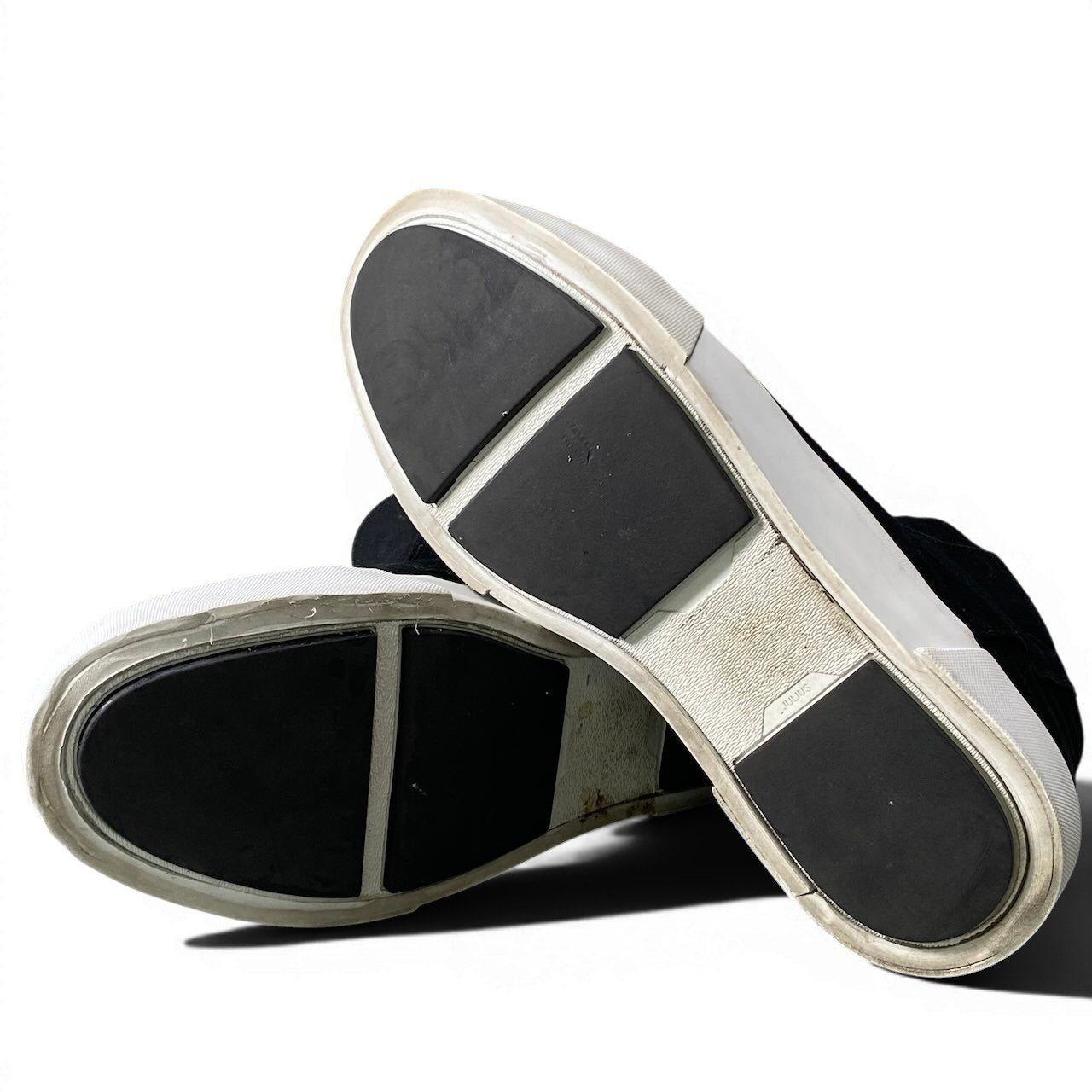 1f10 JULIUS ユリウス 17aw W TOE CUP SNEAKERS サイドジップ キャンバス 厚底 ハイカットスニーカー 597FWM1 サイズ3 ブラック ホワイト メンズ 紳士靴u02t