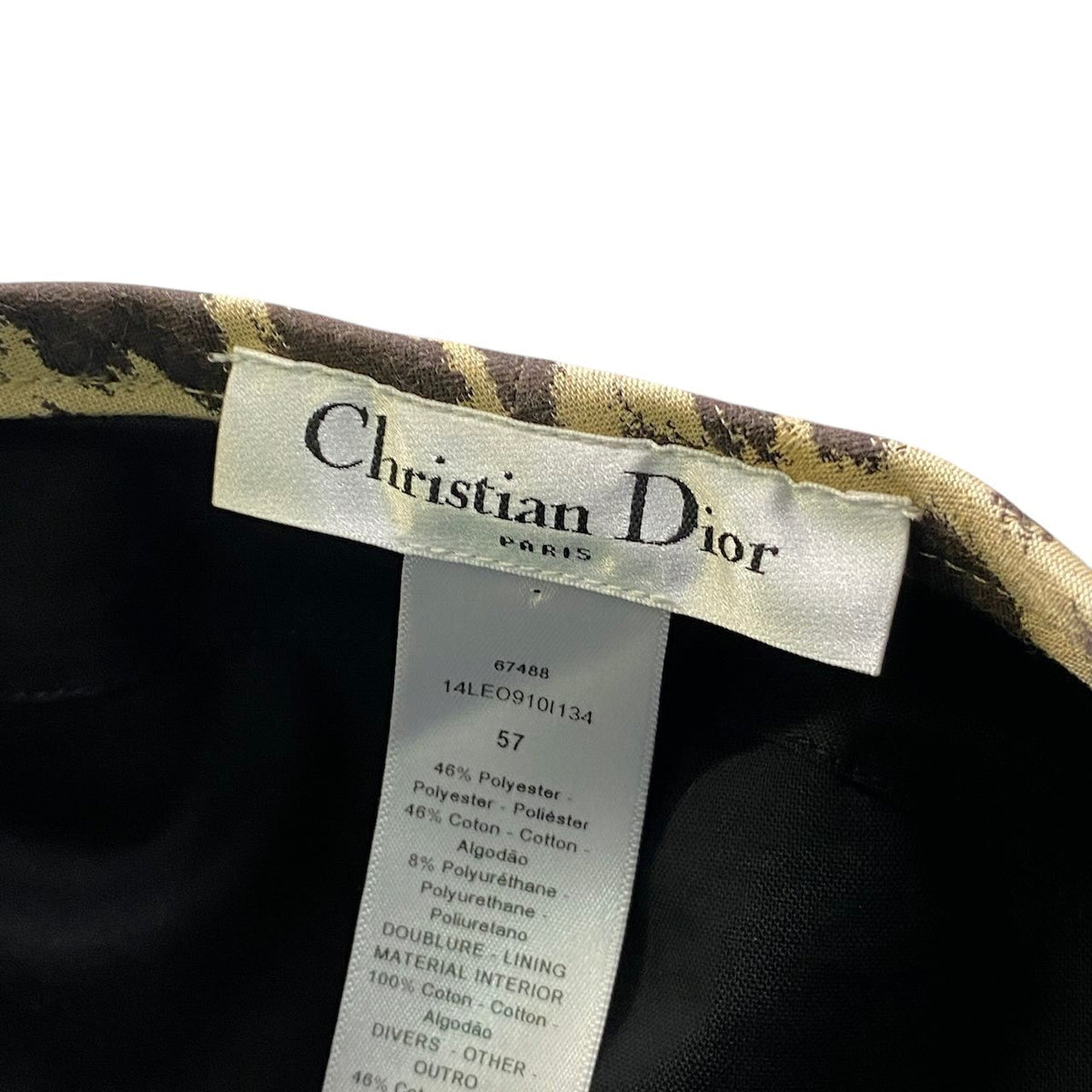 j15 【美品】Christian Dior ベレー帽 レオパード柄 帽子 イタリア製 57サイズ ベージュ ブラウン レディース 女性用
