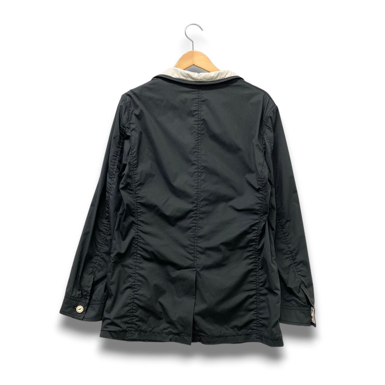 10c29 ARMANI COLLEZIONI アルマーニコレツィオーネ テーラードジャケット カジュアルジャケット 薄手 バイカラー コットンブレンド メンズ 紳士服 イタリア製 48 ブラック ベージュk02i
