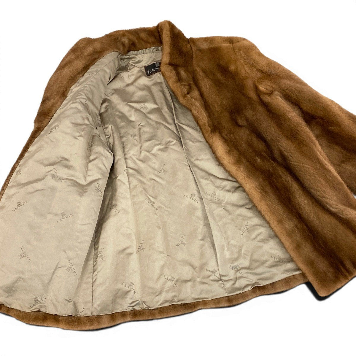 70g1 LANVIN ランバン パステルミンク ファーコート サイズF 茶系 本毛皮 Pastel Mink Fur Coatt18r
