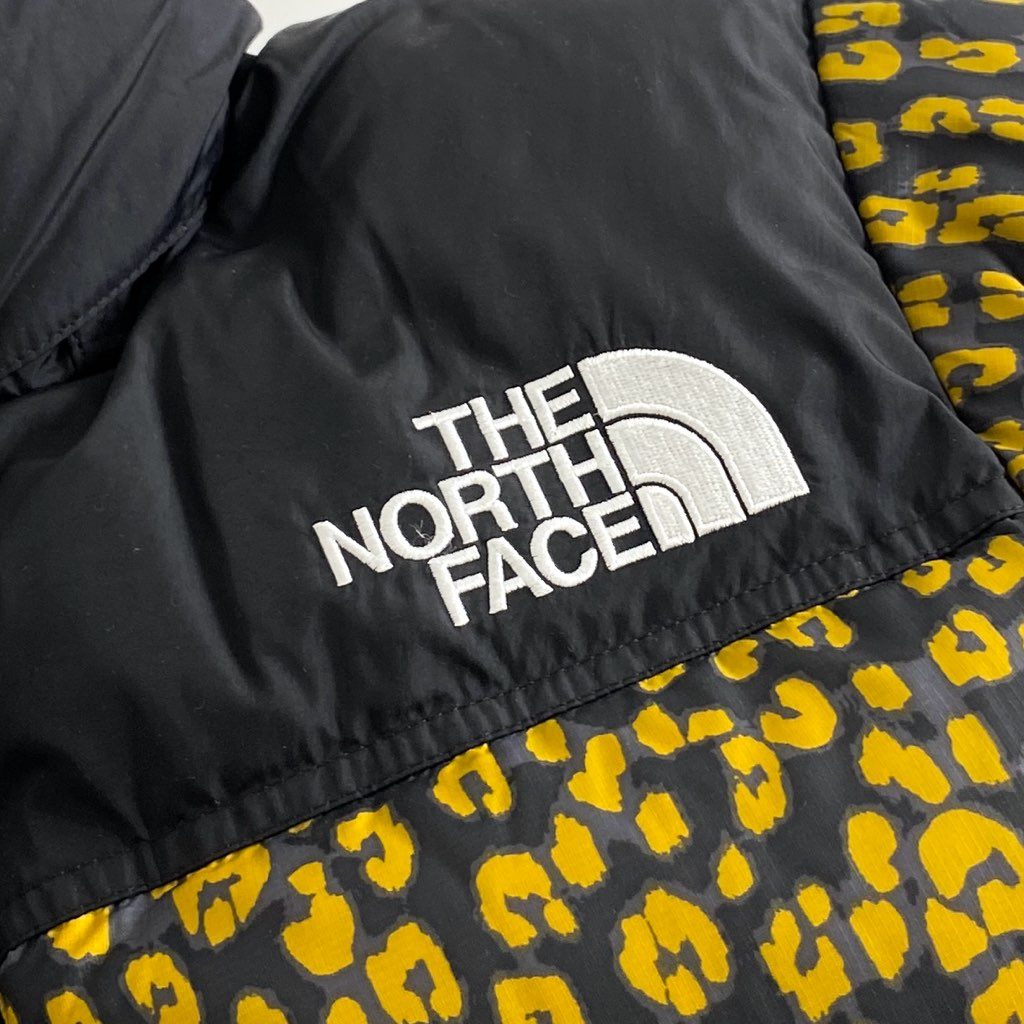 74g3 《美品》 THE NORTH FACE ノースフェイス NDW92234 ノベルティ ショートヌプシ ダウンジャケット サイズS ブラック×イエロー レオパード ナイロン100％ レディース