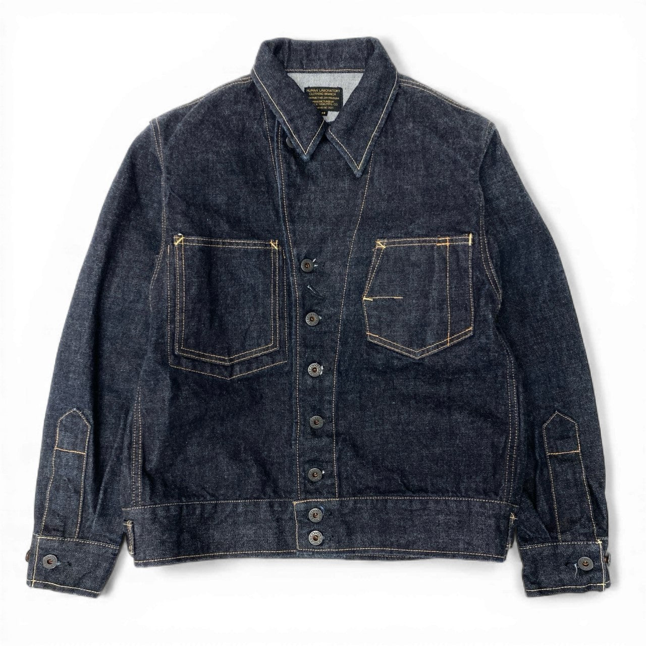 78b27 《極美品》 BLACK SIGN ブラックサイン デニムジャケット Gジャン  14オンス 濃紺 36 ネイビー コットン メンズu02t