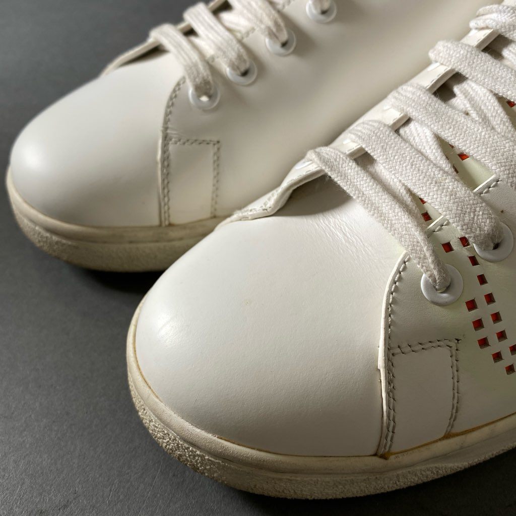 9h4 VALENTINO GARAVANI ヴァレンティノ ガラヴァーニ V Logo Sneakers ロゴスニーカー 40 ホワイト オレンジ レザー Leather シューズ イタリア製