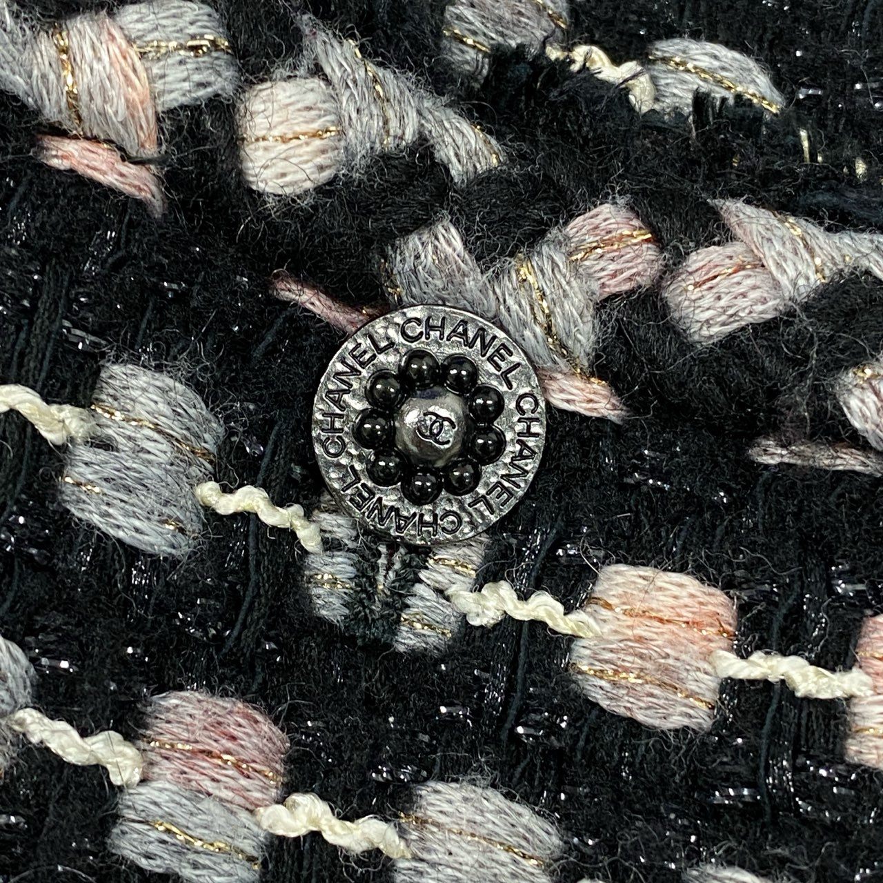 85b9 CHANEL シャネル 2006 ラメツイードジャケット ニットジャケット ノーカラー P29539 40 ブラック系 レディースta1