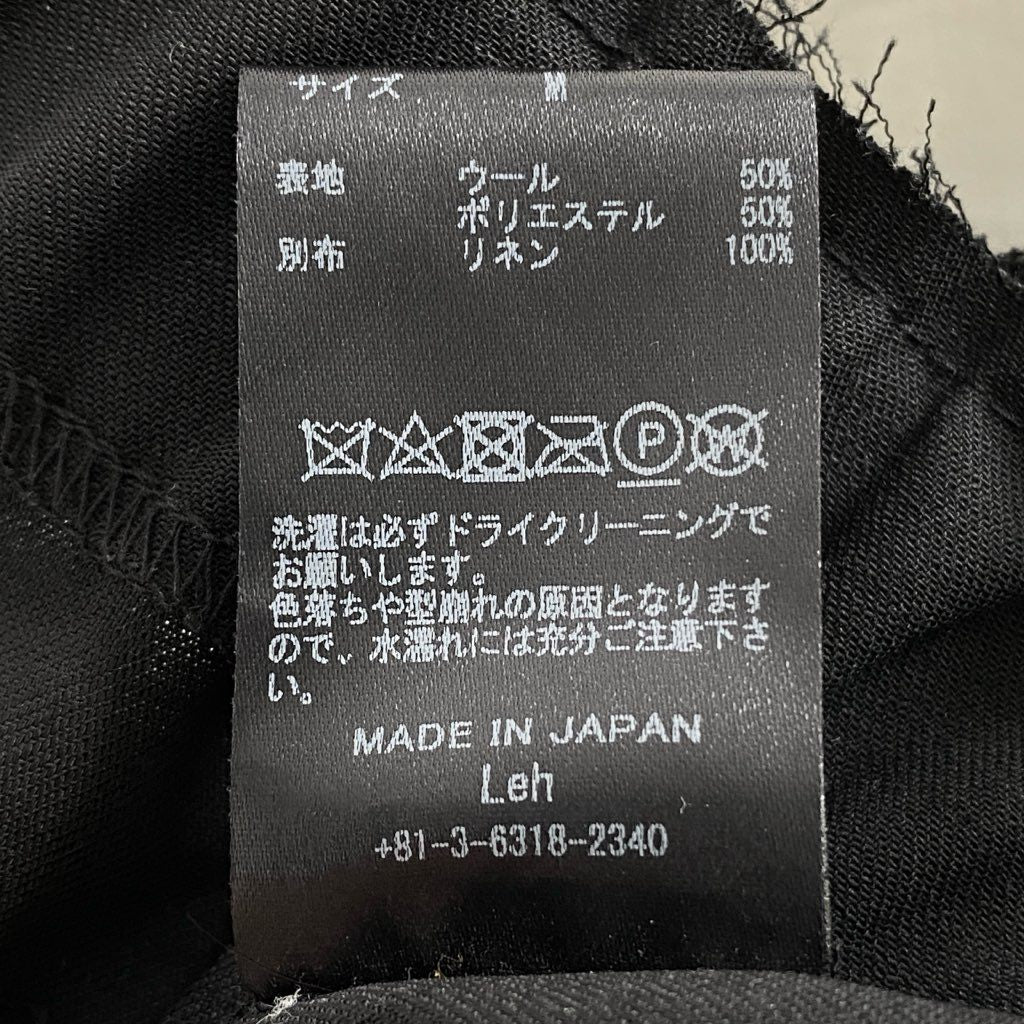 33g13 Leh レー 23SS Slim Pants スリムパンツ カットオフデザイン イージーパンツ ボトムス 日本製 LEH-934 Mサイズ ブラック