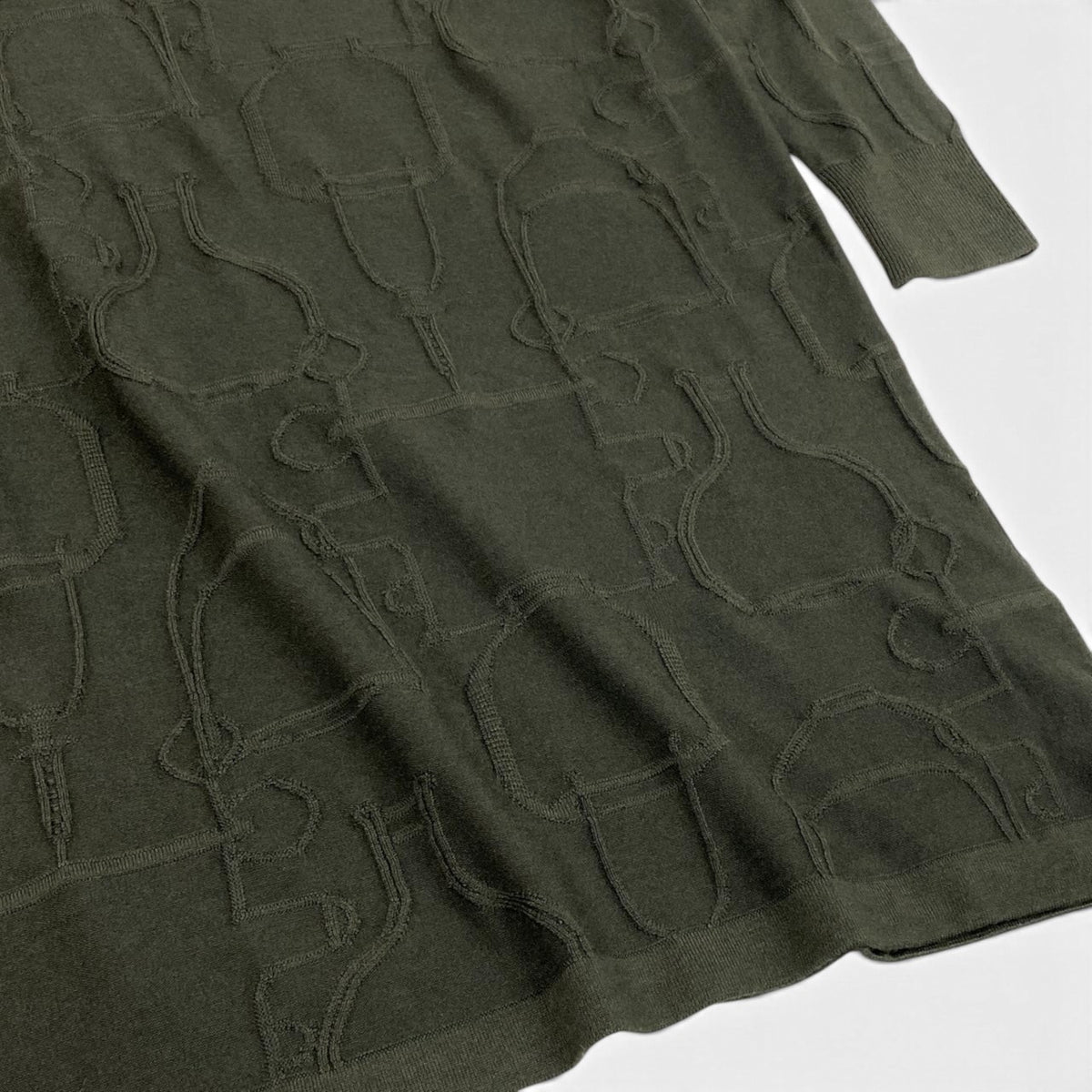 58i15 《極美品》 HERMES エルメス Torsades トルサード ニットワンピース トップス 36 ダークグリーン シルク カシミヤu02t