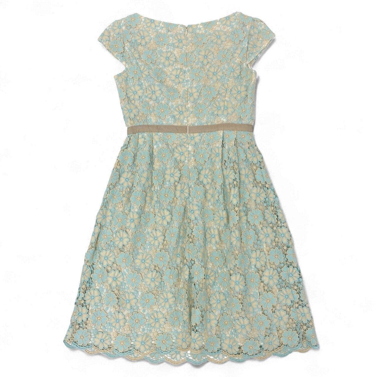 28k5 TOCCA トッカ フルエンブロイダリーワンピース 半袖ワンピース 花柄刺繍 レディース 女性用 2 ベージュ系 ライトブルー コットン100％o07t