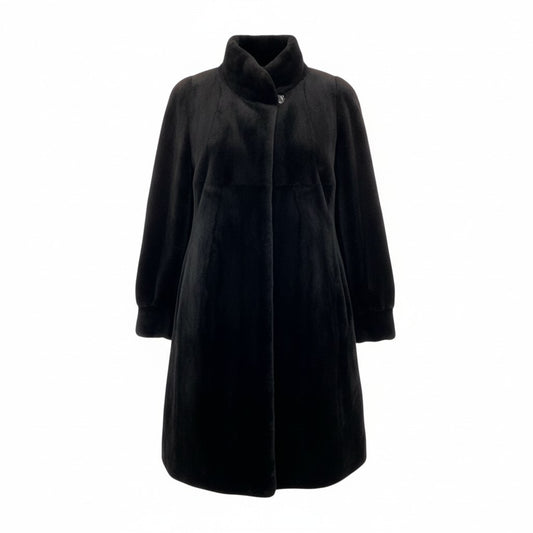 50k29 SAGA MINK サガミンク 銀サガ シェアードミンク ミンクコート セミロングコート 毛皮コート ダークブラウン ミンクファー レディースu02t