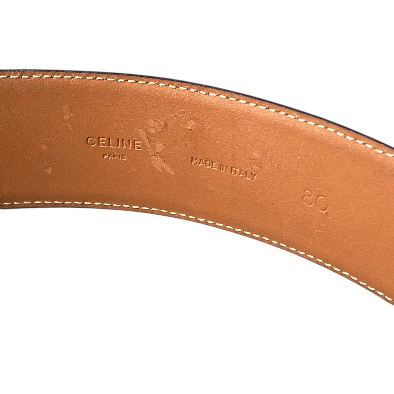 h12 CELINE セリーヌ ホースビット ゴールド金具 レザーベルト 80 ライトブラウン レザーu02t