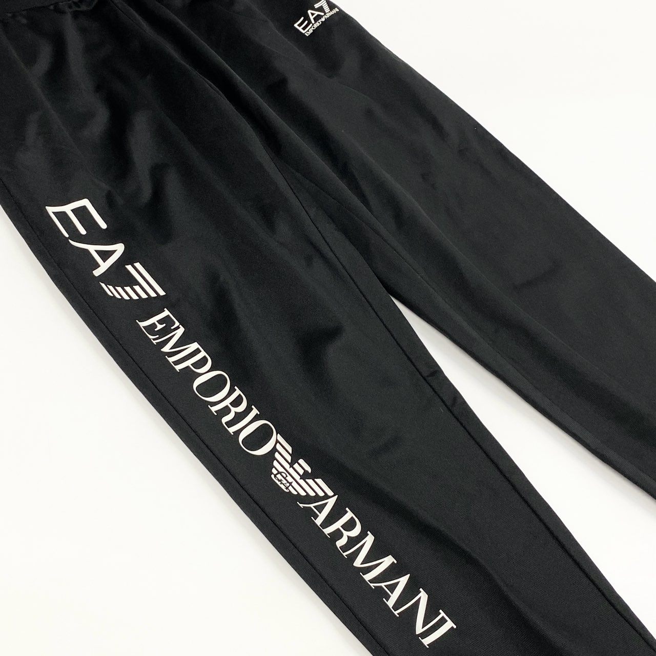 3d15 EMPORIO ARMANI  エンポリオアルマーニ EA7 セットアップ ジャージ ロゴパーカー ロングパンツ サイズS ブラック メンズ 紳士服o07t