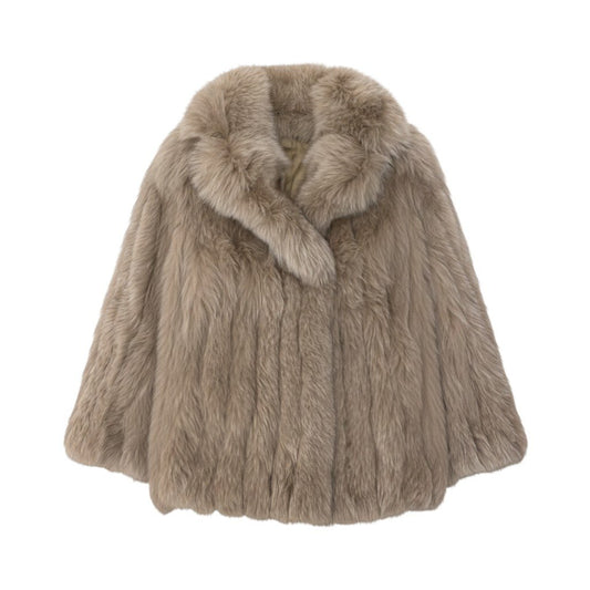 78h8 染め フォックスファー コート サイズF ベージュ 本毛皮 Dyed Fox Fur Coat Beiget18r