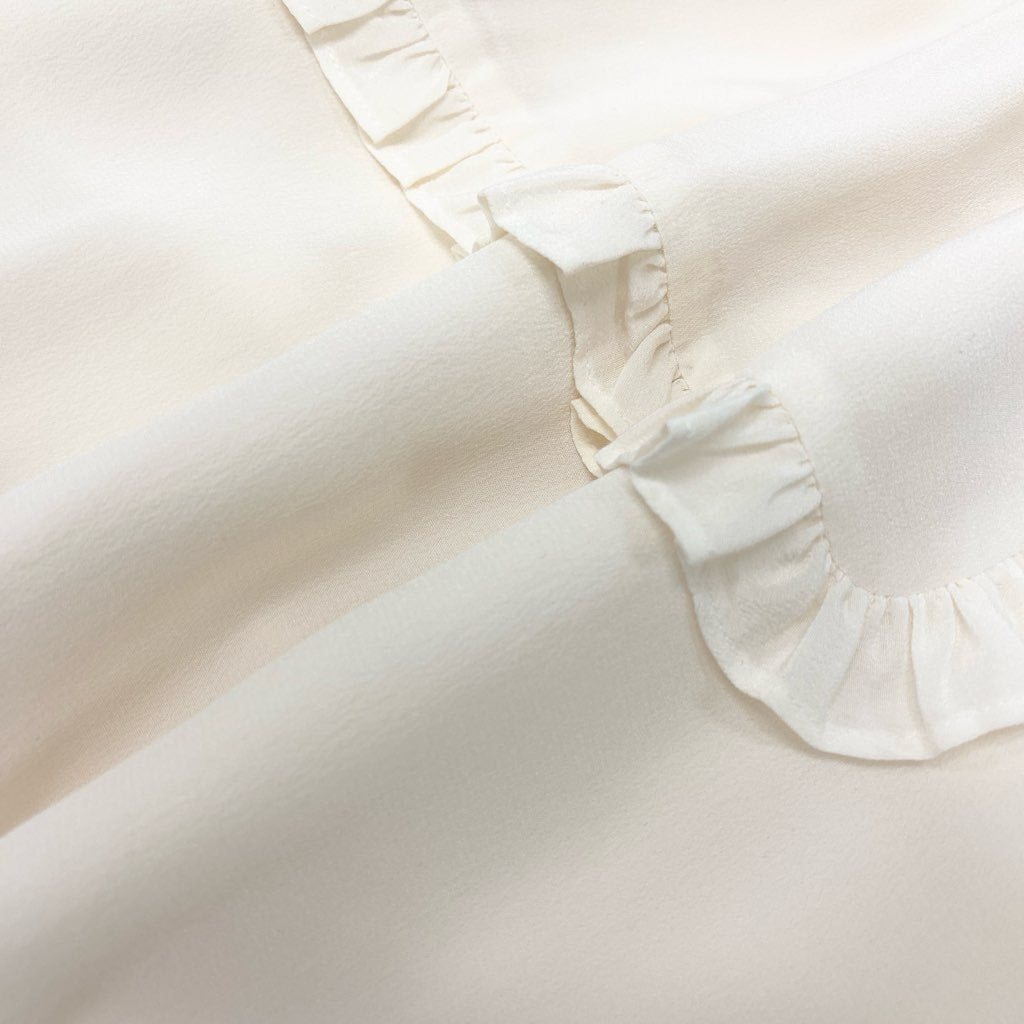 4a9 Max Mara マックスマーラ シルクブラウス フリルブラウス シャツブラウス トップス 36サイズ アイボリー シルク100％ レディースk02i