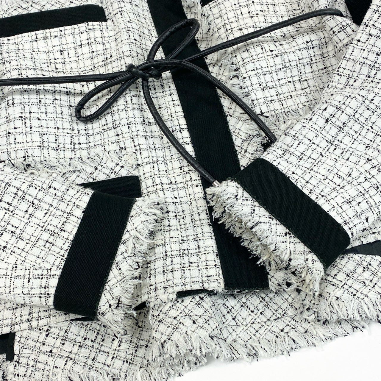 69L17 sacai サカイ 20SS Summer Tweed Jacket ツイードジャケット 異素材切替 アウター 20-05006 2サイズ ホワイト ブラック レディースo07t