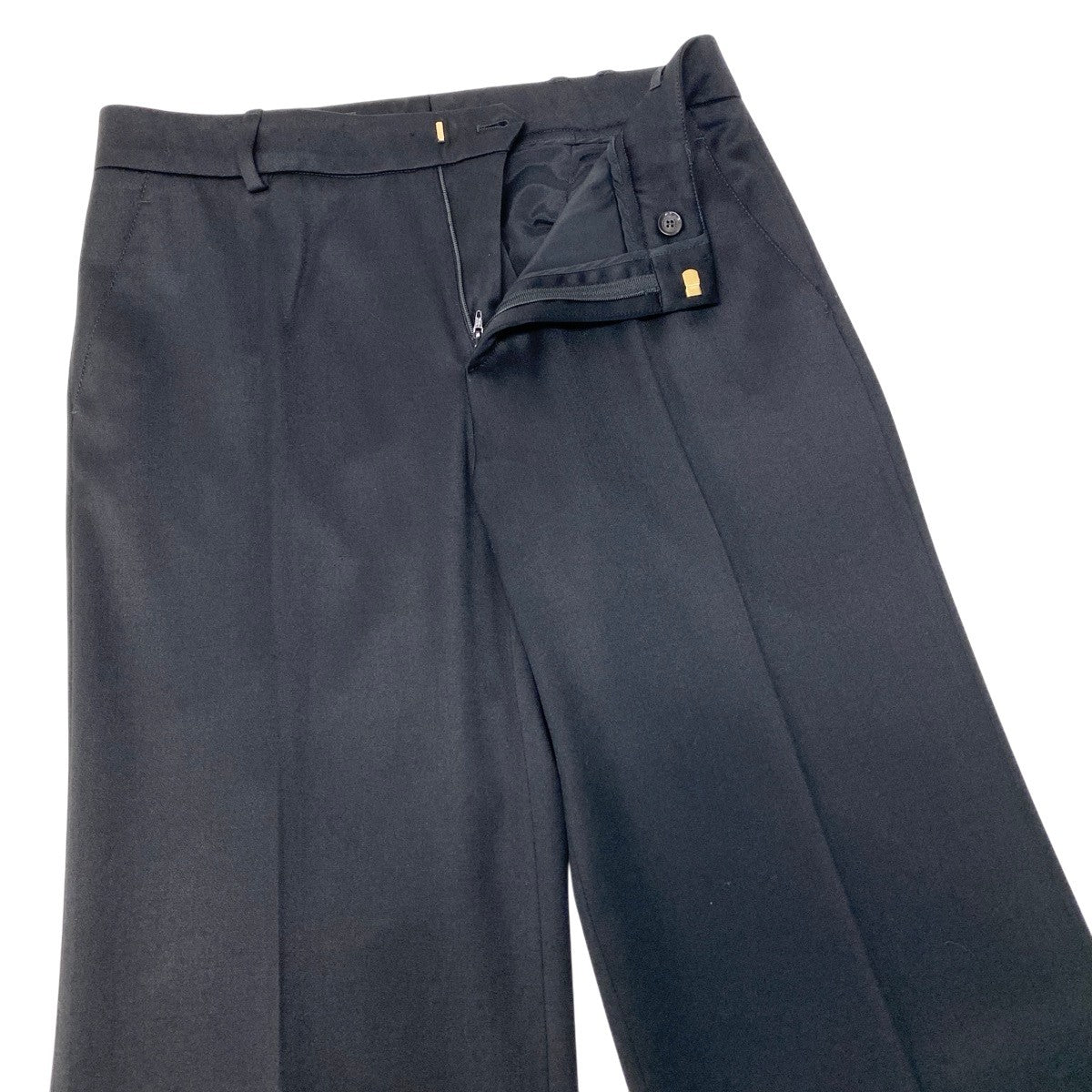 Ef12 GUCCI グッチ トムフォード期 スラックス ストレートパンツ 伸縮ストレッチ 169222 サイズ44 ブラック レディース 女性用t18r