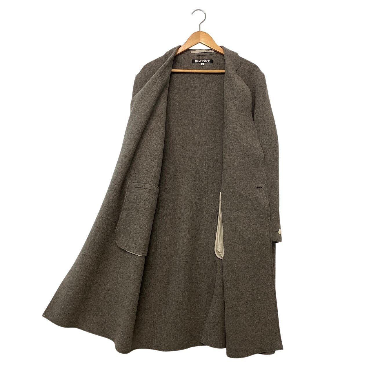 45h16 【美品】 HAVERSACK ハバーサック チェスターコート ロングコート ダブルブレスト カシミヤ混 472109 サイズ1 グレー メンズ 紳士服u02t
